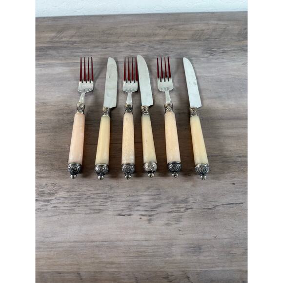 Mother of Pearl and Silver Fish Fork and Knife set of Each- Made